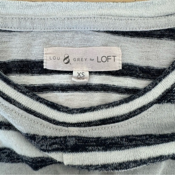Lou & Grey for Loft Striped Gray Tee Crew Neck Small - Picture 7 of 10